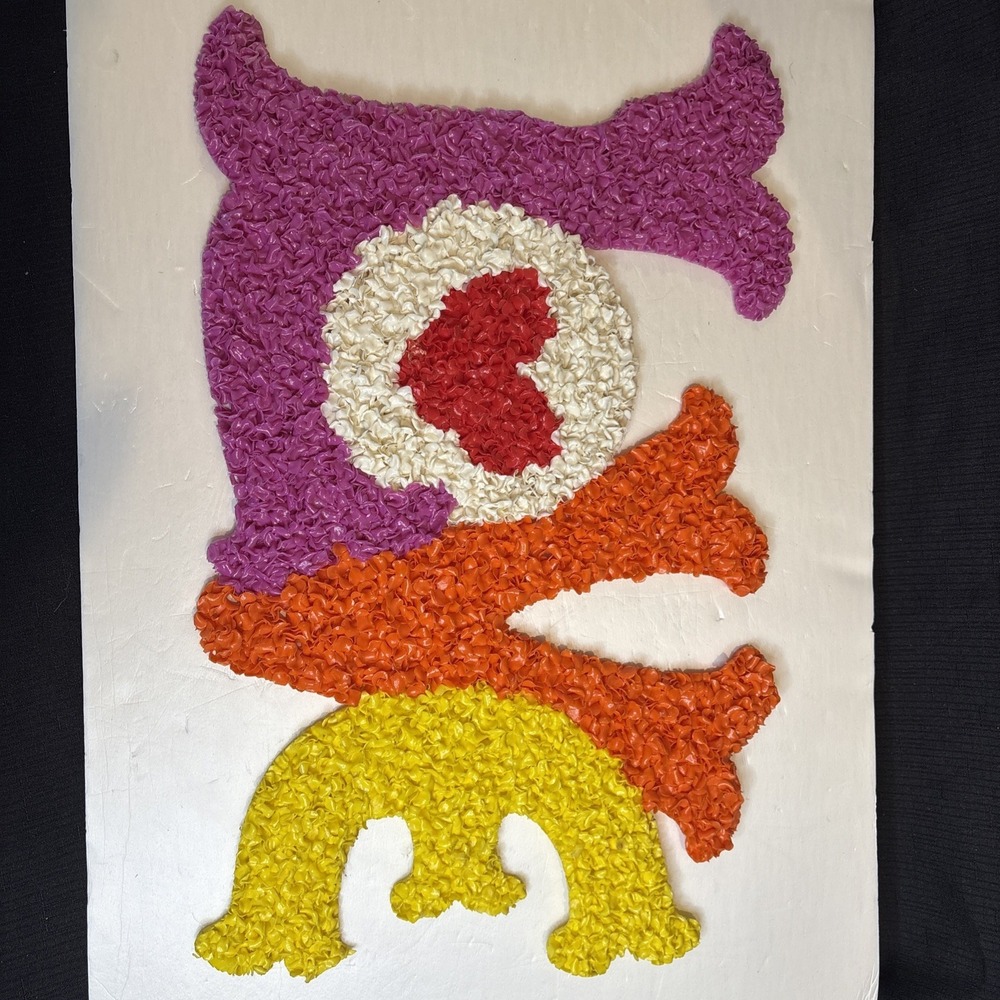 Vintage 1970s LOVE Melted Plastic Popcorn Wall Decor Mid Century Kitschy 18in